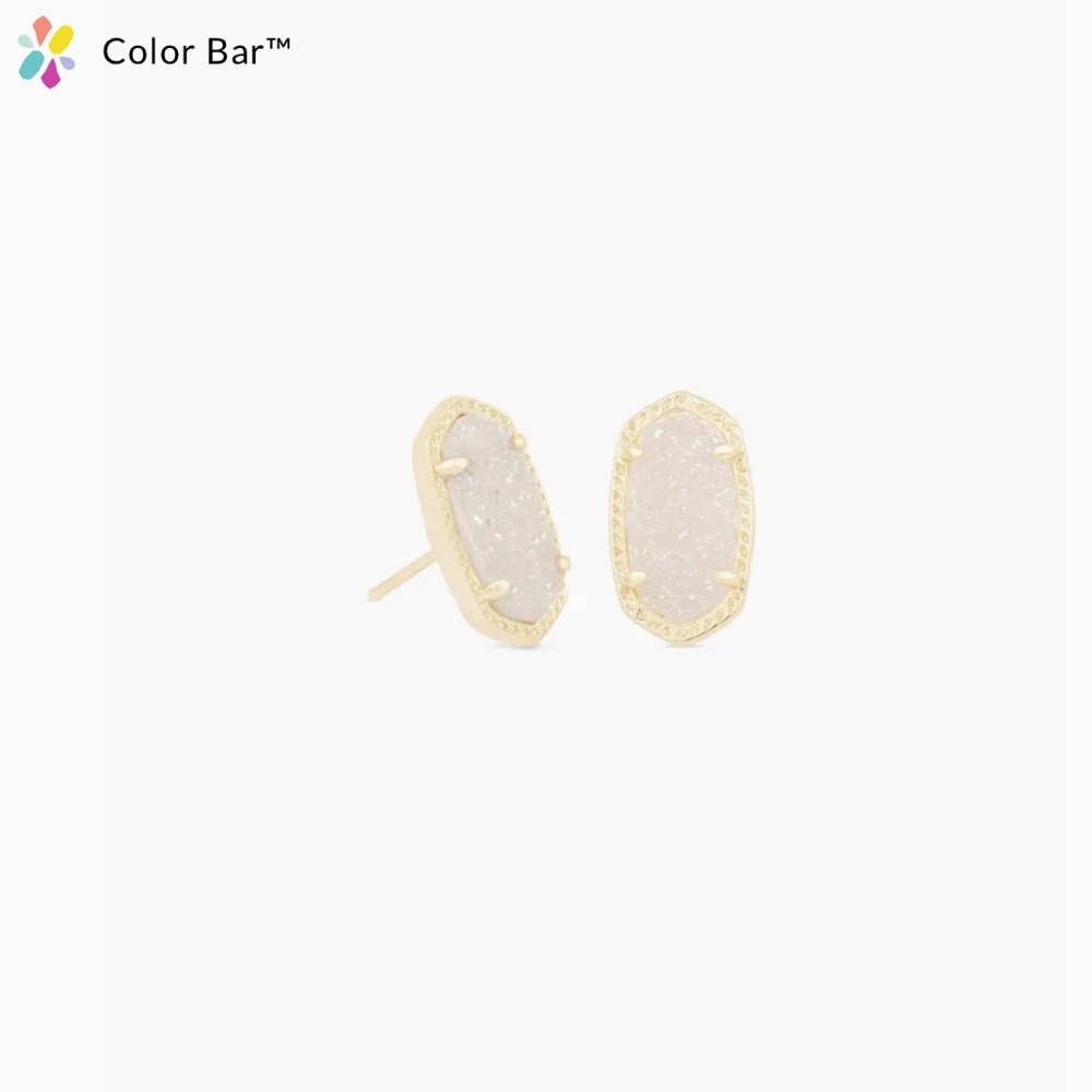 Ellie Gold Stud Earrings in Iridescent Drusy